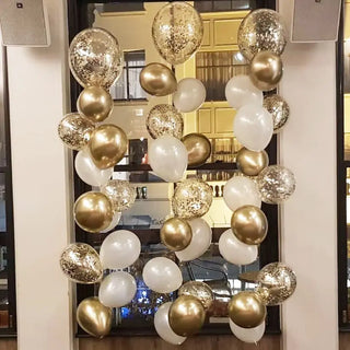 Gold & White Raindrop Balloon Bouquet | Gold and White Party Decorations