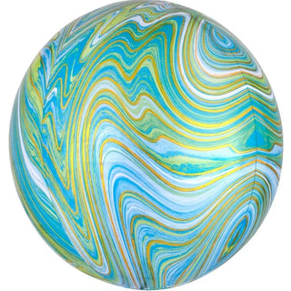 Marblez Orbz Foil Balloon - Blue & Green | Marble Party Theme & Supplies | Anagram 