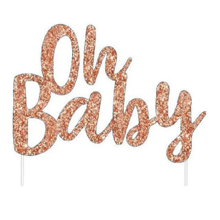 Glitter Cake Topper - Oh Baby | Baby Shower Party Theme & Supplies | Artwrap