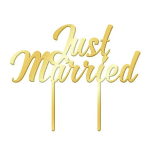 Just Married Gold Cake Topper | Wedding Party Theme & Supplies | Cake Craft