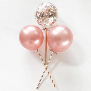 Rose Gold Confetti Balloon Cake Topper Set | Rose Gold Party Theme & Supplies |