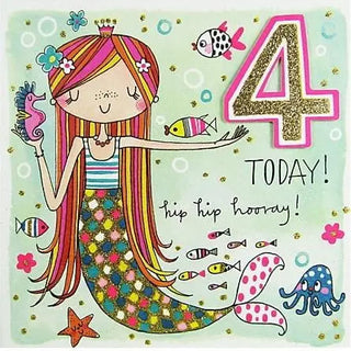 Rachel Ellen 4 Today Mermaid Birthday Card