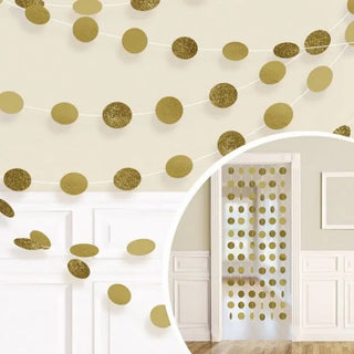 Gold Glitter Circle String Decoration