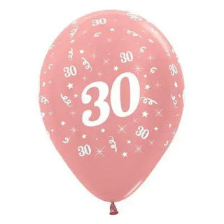 Sempertex | 6 Pack Age 30 Balloons - Metallic Rose Gold