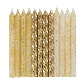 Gold Glitter Candles | Gold Party Supplies