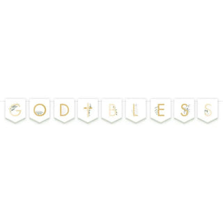 Botanical Celebration God Bless Pennant Banner | Christian Party Supplies NZ
