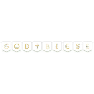 Botanical Celebration God Bless Pennant Banner | Christian Party Supplies NZ