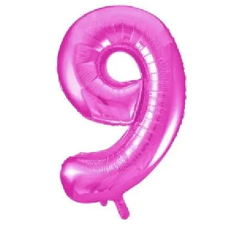 Giant Hot Pink Number Foil Balloon - 9 | 9th Birthday Party Theme & Supplies | Meteor