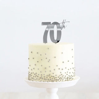 70th Silver Cake Topper | 70th Birthday Party Theme & Supplies |