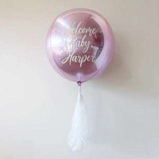 Metallic Pink New Baby Personalised Orbz Balloon