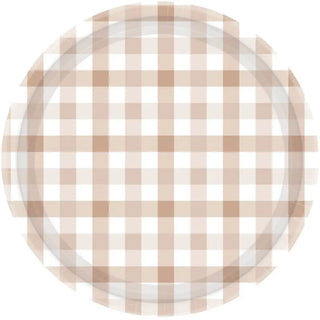 White Sand Gingham Plates | Neutral Party Supplies NZ