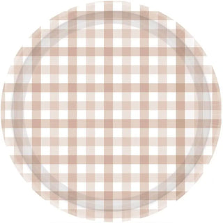 White Sand Gingham Plates | Neutral Party Supplies NZ