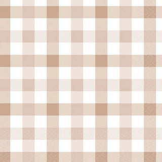 White Sand Gingham Napkins | Neutral Party Supplies NZ