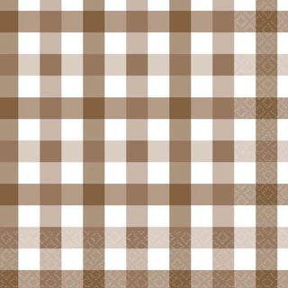 Teddy Brown Gingham Napkins | Brown Party Supplies NZ