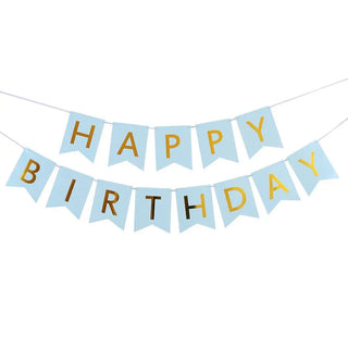 Blue & Gold Birthday Banner | Boy Baby Shower Party Theme & Supplies | 