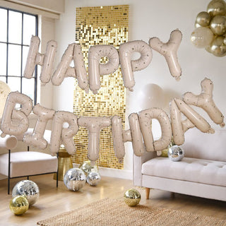 Ginger Ray Gold Party | Ginger Ray Balloon Banner | Ginger Ray Happy BIrthday Banner | Happy Birthday Balloon Banner 