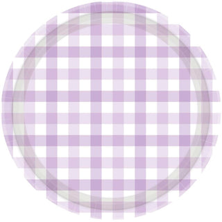 Pastel Purple Gingham Plates - Lunch 8 Pkt