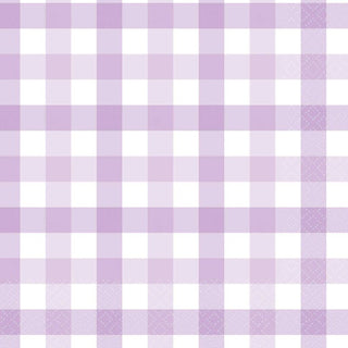 Pastel Purple Gingham Napkins - Lunch 16 Pkt