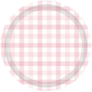 Pastel Pink Gingham Plates - Lunch 8 Pkt