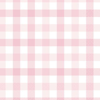 Pastel Pink Gingham Napkins - Lunch 16 Pkt