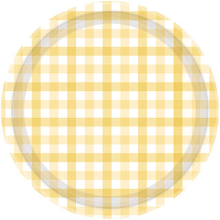 Pastel Yellow Gingham Plates - Dinner 8 Pkt