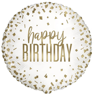 Foil Balloon | Happy Birthday | Gold Confetti