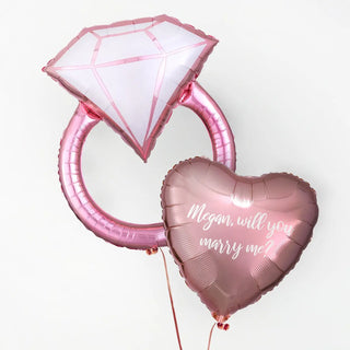 Diamond Ring Personalised Foil Duo by Pop Balloons