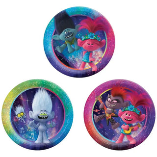 Trolls World Tour Plates - Lunch | Trolls Party Theme & Supplies | Amscan