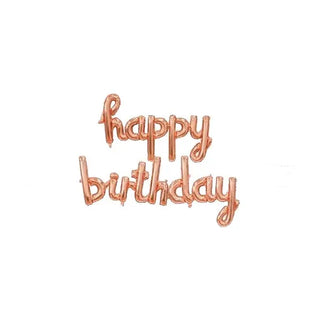 Rose Gold Happy Birthday Script Balloon Banner Kit | Rose Gold Party Theme & Supplies | Meteor