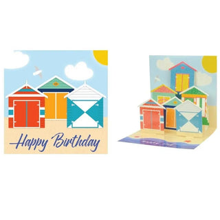 Summer Beach Houses Birthday Card - Paper Pop up Card