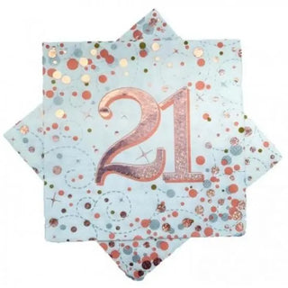 Sparkling Fizz Rose Gold 21st Napkins - Lunch | 21st Birthday Party Theme & Supplies | 