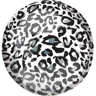 Snow Leopard Print Orbz Foil Balloon | Jungle Safari Party Theme & Supplies | Anagram