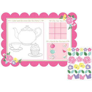 Floral Tea Party Activity Placemats | Tea Party Supplies