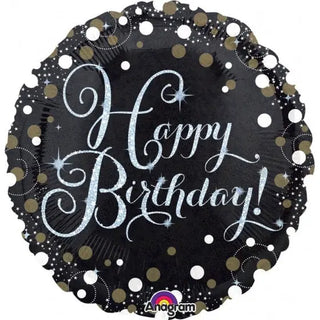 Amscan | Sparkling Black Happy Birthday Foil Balloon | Black & Gold Party Theme & Supplies