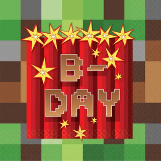 Minecraft TNT Birthday Green/Brown/Grey/Red Napkins