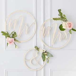 Ginger Ray | Mr and Mrs Wooden Hoop Decorations | Wedding Decorations