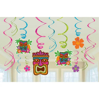 Luau Summer & Tiki Hanging Swirl Decorations Value Pack | Hawaiian Luau Party Theme & Supplies | Amscan