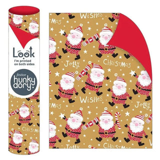 Santas on Gold Christmas Wrapping Paper