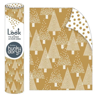 Trees on Gold Christmas Wrapping Paper