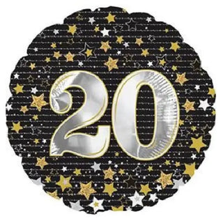 Gold Stars 20th Birthday Foil Balloon | 20th Birthday Party Theme & Supplies | Anagram