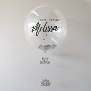 Silver Personalised Happy Birthday Bubble Balloon