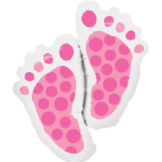 Pink Baby Footprints Balloon | Girl Baby Shower Decorations
