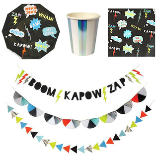 Meri Meri Superheroes Zap! Party Essentials for 8 - SAVE 20%