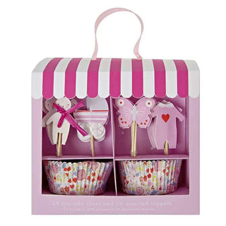 Meri Meri | Baby Shower Pink Cupcake Kit | Pink Baby Shower Supplies NZ