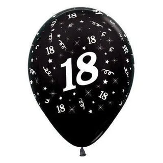 Sempertex | 6 Pack Age 18 Balloons - Metallic Black