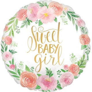 Floral Sweet Baby Girl Foil Balloon | Baby Girl Shower Party Theme & Supplies | Anagram