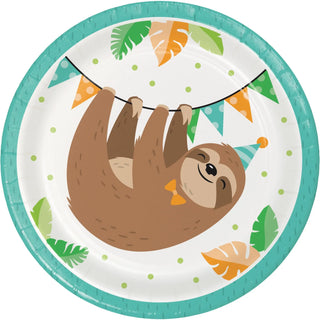 Creative Converting | Sloth Party Plates - Lunch | Sloth Party Theme & Supplies
