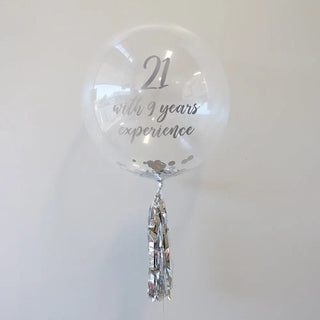 Silver Personalised Confetti Tassel 30th Birthday Bubble Balloon