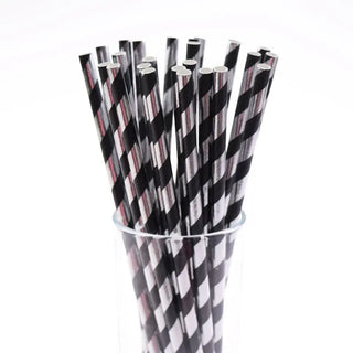 Black & Silver Striped Straws | Black & Silver Party Theme & Supplies