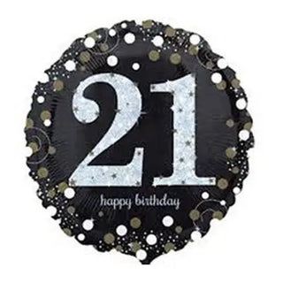Anagram | Sparkling Black 21st Foil Balloon | 21st Birthday Party Theme & Supplies